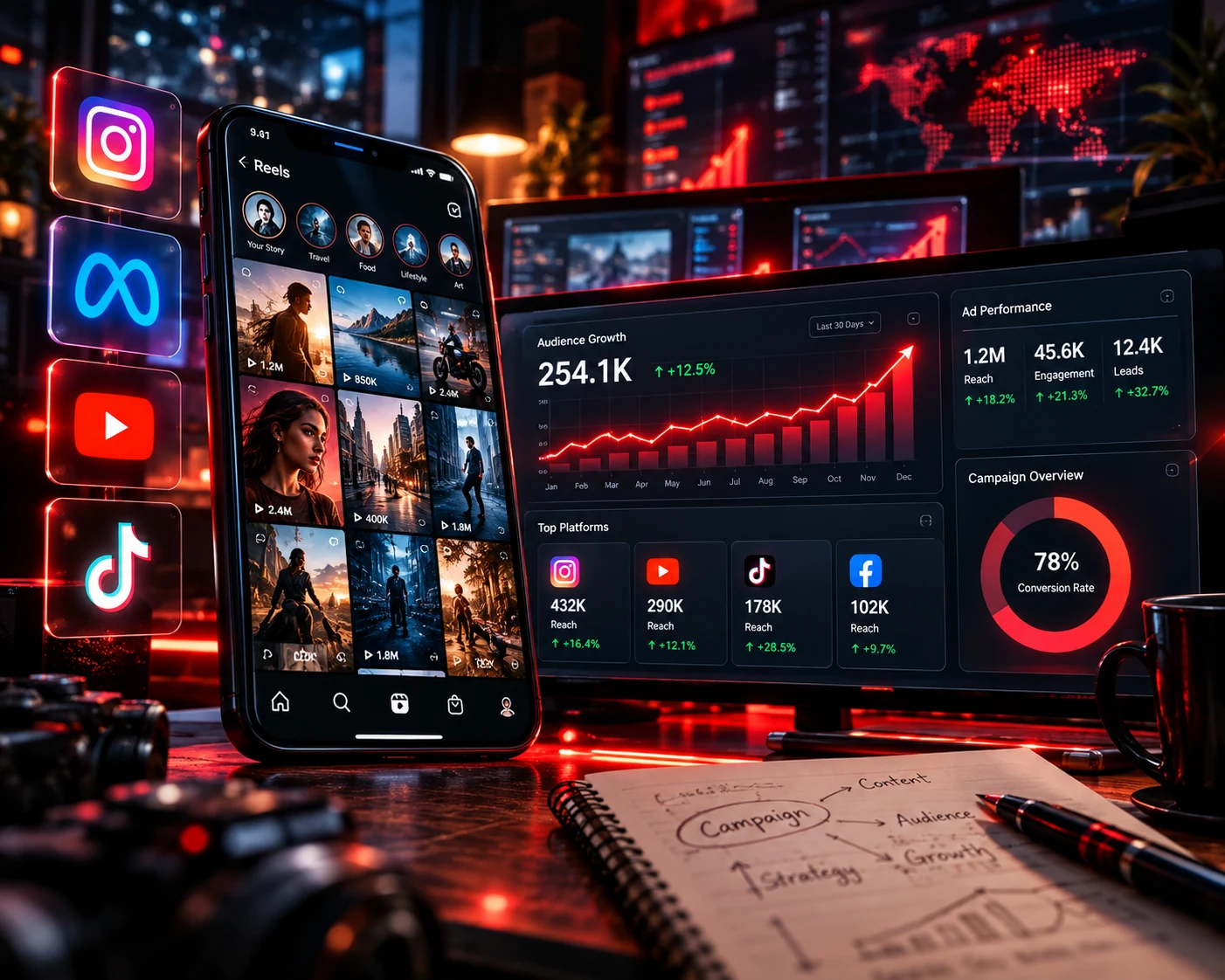 Neon Social Media Analytics Command Center